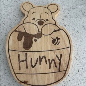 Wooden Winnie The Pooh Hunny' Bear Cutout Plaque/board - Natural Wood